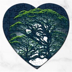 Tree Leaf Green Forest Wood Natural Nature Jigsaw Puzzle (heart) by Ravend