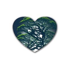 Tree Leaf Green Forest Wood Natural Nature Rubber Heart Coaster (4 Pack) by Ravend