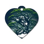 Tree Leaf Green Forest Wood Natural Nature Dog Tag Heart (One Side) Front