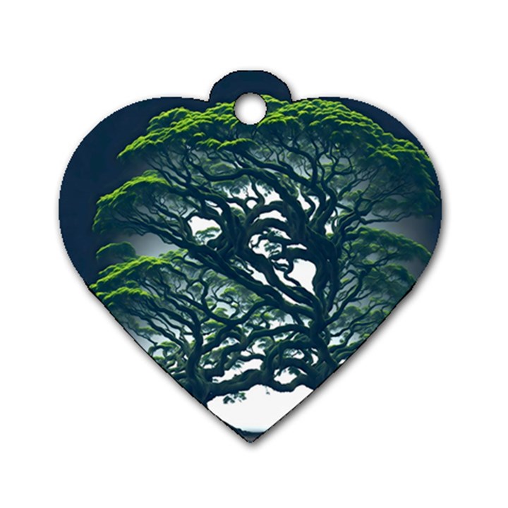 Tree Leaf Green Forest Wood Natural Nature Dog Tag Heart (One Side)