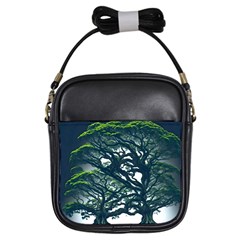 Tree Leaf Green Forest Wood Natural Nature Girls Sling Bag by Ravend