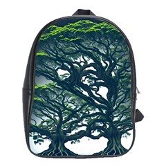 Tree Leaf Green Forest Wood Natural Nature School Bag (xl) by Ravend