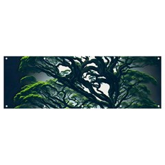 Tree Leaf Green Forest Wood Natural Nature Banner And Sign 12  X 4  by Ravend