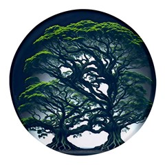 Tree Leaf Green Forest Wood Natural Nature Round Glass Fridge Magnet (4 Pack) by Ravend