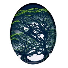 Tree Leaf Green Forest Wood Natural Nature Oval Glass Fridge Magnet (4 Pack) by Ravend