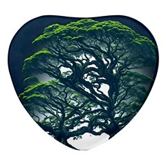 Tree Leaf Green Forest Wood Natural Nature Heart Glass Fridge Magnet (4 Pack) by Ravend