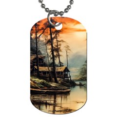 Fantasy Landscape Foggy Mysterious Dog Tag (one Side) by Ravend