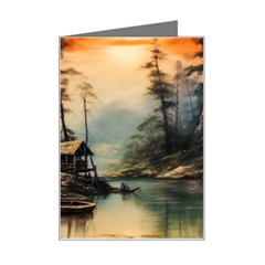 Fantasy Landscape Foggy Mysterious Mini Greeting Card by Ravend