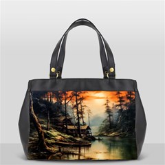 Fantasy Landscape Foggy Mysterious Oversize Office Handbag (2 Sides) by Ravend