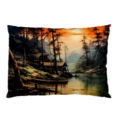 Fantasy Landscape Foggy Mysterious Pillow Case (two Sides) by Ravend