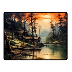 Fantasy Landscape Foggy Mysterious Two Sides Fleece Blanket (small) by Ravend