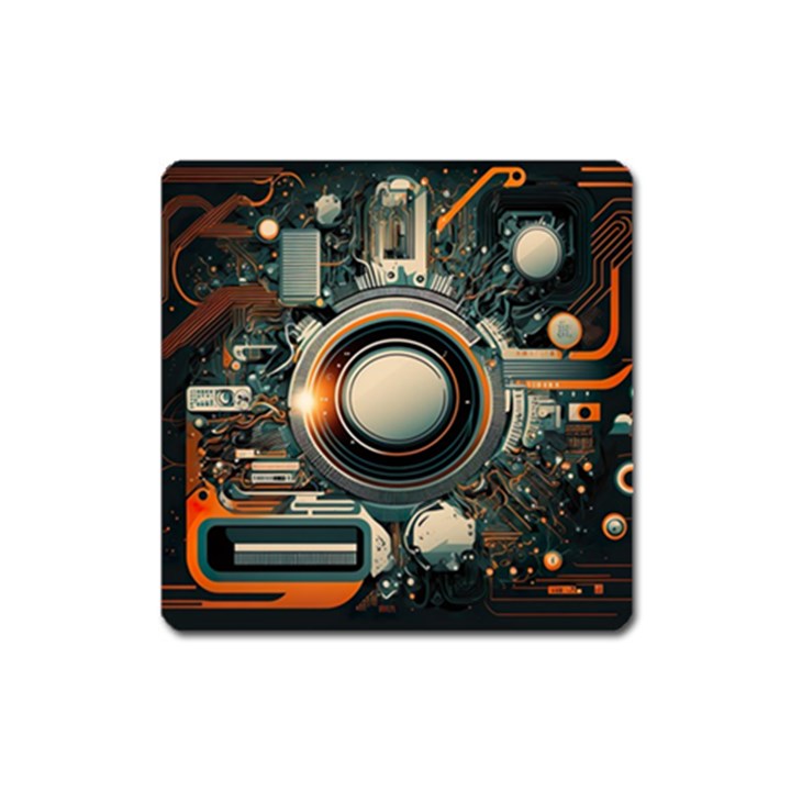 Technology Robot Internet Processor Square Magnet