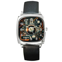 Technology Robot Internet Processor Square Metal Watch by Ravend