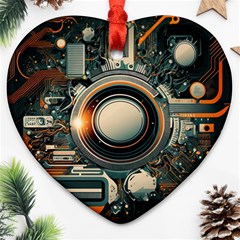 Technology Robot Internet Processor Heart Ornament (two Sides) by Ravend