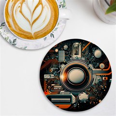 Technology Robot Internet Processor Uv Print Round Tile Coaster by Ravend