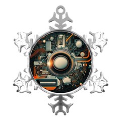 Technology Robot Internet Processor Metal Small Snowflake Ornament by Ravend