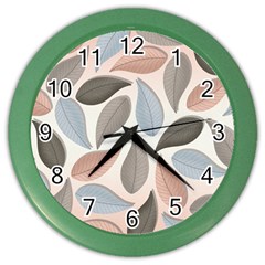 Leaves Pastel Background Nature Color Wall Clock by Ravend