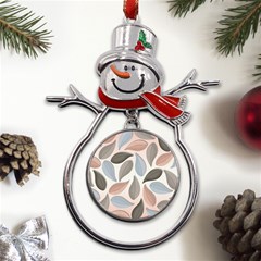 Leaves Pastel Background Nature Metal Snowman Ornament