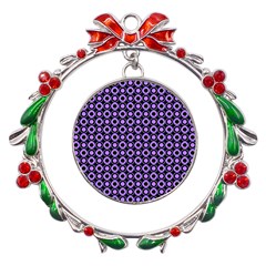 Mazipoodles Purple Donuts Polka Dot  Metal X mas Wreath Ribbon Ornament by Mazipoodles