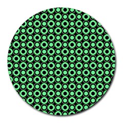 Mazipoodles Green Donuts Polka Dot Round Mousepad by Mazipoodles