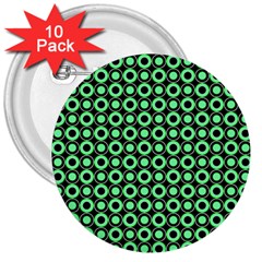 Mazipoodles Green Donuts Polka Dot 3  Buttons (10 Pack)  by Mazipoodles