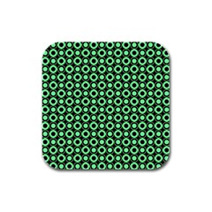 Mazipoodles Green Donuts Polka Dot Rubber Square Coaster (4 Pack) by Mazipoodles