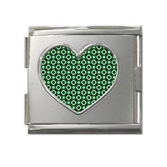 Mazipoodles Green Donuts Polka Dot Mega Link Heart Italian Charm (18mm) by Mazipoodles