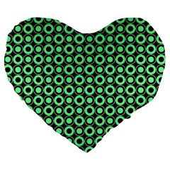 Mazipoodles Green Donuts Polka Dot Large 19  Premium Flano Heart Shape Cushions by Mazipoodles