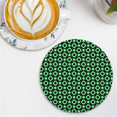 Mazipoodles Green Donuts Polka Dot Uv Print Round Tile Coaster by Mazipoodles