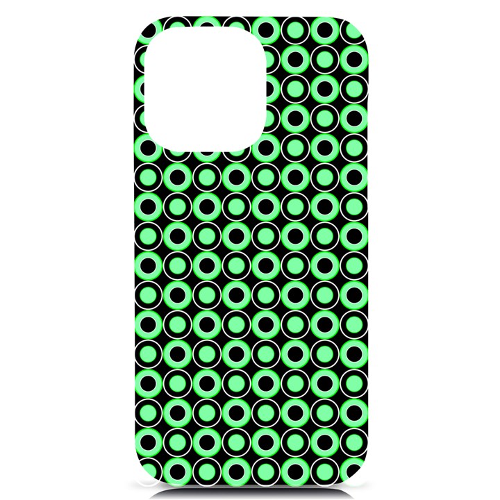 Mazipoodles Green Donuts Polka Dot iPhone 14 Pro Max Black UV Print Case