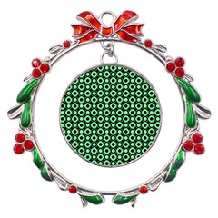 Mazipoodles Green Donuts Polka Dot Metal X mas Wreath Ribbon Ornament by Mazipoodles