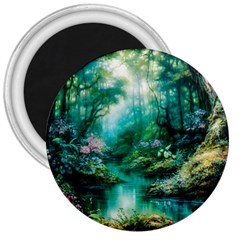 River Stream Flower Nature 3  Magnets by Ravend