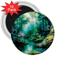 River Stream Flower Nature 3  Magnets (10 Pack)  by Ravend