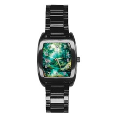 River Stream Flower Nature Stainless Steel Barrel Watch by Ravend