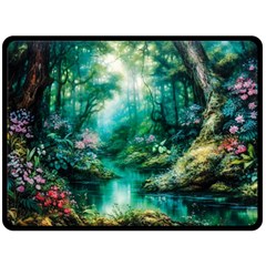 River Stream Flower Nature Two Sides Fleece Blanket (large) by Ravend