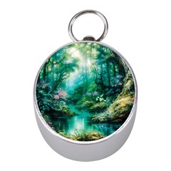 River Stream Flower Nature Mini Silver Compasses by Ravend