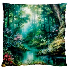 River Stream Flower Nature Standard Premium Plush Fleece Cushion Case (two Sides) by Ravend