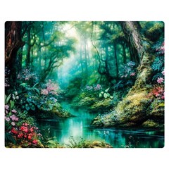 River Stream Flower Nature Two Sides Premium Plush Fleece Blanket (medium) by Ravend