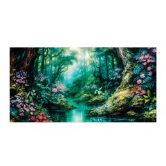 River Stream Flower Nature Satin Wrap 35  X 70  by Ravend