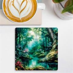 River Stream Flower Nature Uv Print Square Tile Coaster  by Ravend