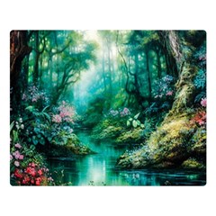 River Stream Flower Nature Premium Plush Fleece Blanket (large) by Ravend