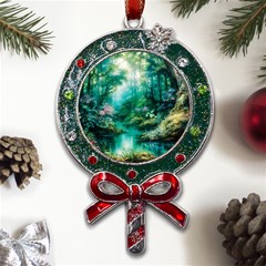 River Stream Flower Nature Metal X mas Lollipop With Crystal Ornament