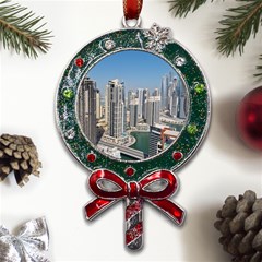 Building Sea Architecture Marina Metal X mas Lollipop With Crystal Ornament