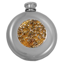 Honey Bee Bees Insect Round Hip Flask (5 Oz)