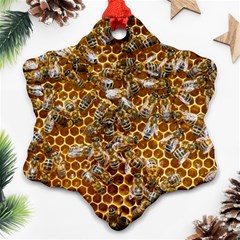 Honey Bee Bees Insect Snowflake Ornament (two Sides) by Ravend