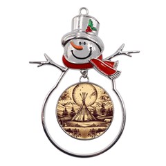 Nation Indian Native Indigenous Metal Snowman Ornament by Ravend