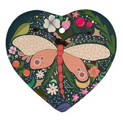 Bug Nature Flower Dragonfly Ornament (heart) by Ravend