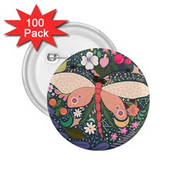 Bug Nature Flower Dragonfly 2 25  Buttons (100 Pack) 