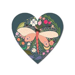 Bug Nature Flower Dragonfly Heart Magnet by Ravend