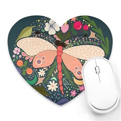 Bug Nature Flower Dragonfly Heart Mousepad by Ravend